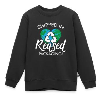 Recyclage expédié dans un recycleur écologique réutilisé - Sweat Premium enfant bio - noir - Devant - AI Model Kid Female (0cm)