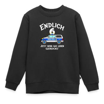 6. Geburtstag Polizei Auto 6 Jahre alt Polizist - Kinder Premium Organic Sweatshirt - Schwarz - Vorne - AI Model Kid Female (0cm)