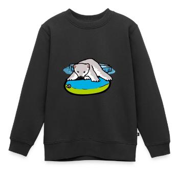 Eisbär Seenot Schwimmring Klimawandel Klima - Kinder Premium Organic Sweatshirt - Schwarz - Vorne - AI Model Kid Female (0cm)