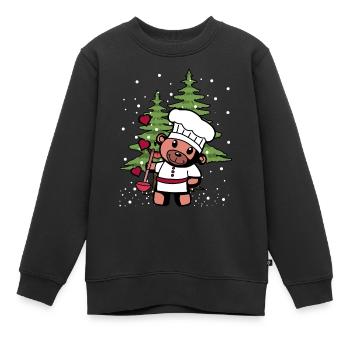 Hobbykoch Weihnachten Christmas Koch Teddy - Kinder Premium Organic Sweatshirt - Schwarz - Vorne - AI Model Kid Female (0cm)
