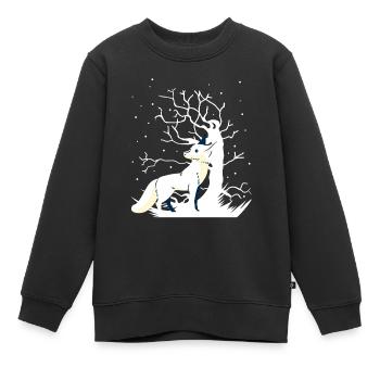 Fuchs Waldtiere Schnee Winter Weihnachtsgeschenk - Kinder Premium Organic Sweatshirt - Schwarz - Vorne - AI Model Kid Female (0cm)