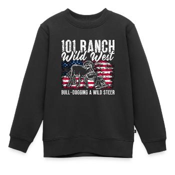 Steer Wrestling 101 Ranch Wild West Barrel Racing - Sweat Premium enfant bio - noir - Devant - AI Model Kid Female (0cm)