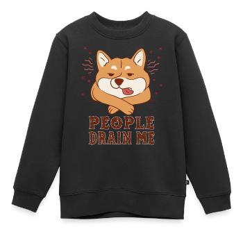 People Drain Me Chien - Sweat Premium enfant bio - noir - Devant - AI Model Kid Female (0cm)