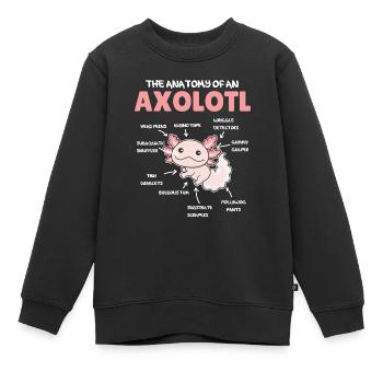 Axolotl Explication Anatomie d’un Axolotl - Sweat Premium enfant bio - noir - Devant - AI Model Kid Female (0cm)