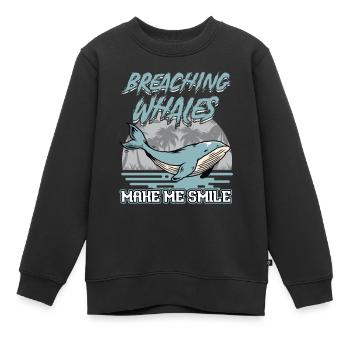 Breaching Whale Make Me Smile - Whale Watching - Kinder Premium Organic Sweatshirt - Schwarz - Vorne - AI Model Kid Female (0cm)