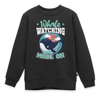Whale Watching Mode On - Whale - Kinder Premium Organic Sweatshirt - Schwarz - Vorne - AI Model Kid Female (0cm)