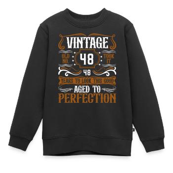 48. Geburtstag Vintage Retro - Kinder Premium Organic Sweatshirt - Schwarz - Vorne - AI Model Kid Female (0cm)