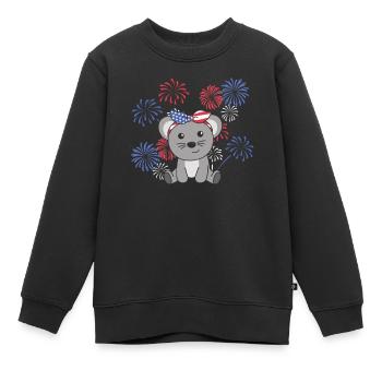 4 juillet American Mouse for Kids USA Mouse - Sweat Premium enfant bio - noir - Devant - AI Model Kid Female (0cm)