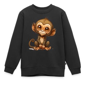 Singe mignon - Sweat Premium enfant bio - noir - Devant - AI Model Kid Female (0cm)