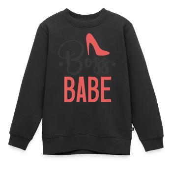 Boss Babe - Kinder Premium Organic Sweatshirt - Schwarz - Vorne - AI Model Kid Female (0cm)