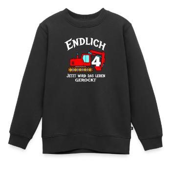 4. Geburtstag Bagger 4 Jahre Alt Baustelle Junge - Kinder Premium Organic Sweatshirt - Schwarz - Vorne - AI Model Kid Female (0cm)