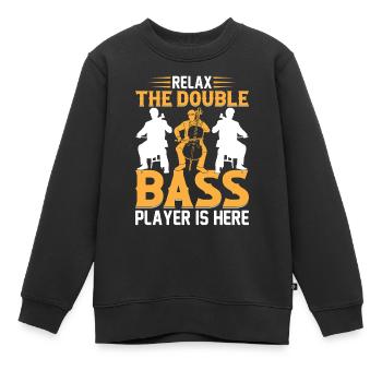Double Bass Player - Relax The Double Bass Player - Kinder Premium Organic Sweatshirt - Schwarz - Vorne - AI Model Kid Female (0cm)