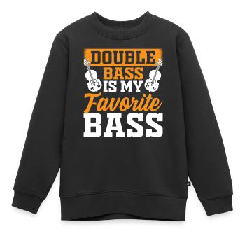 Drôle de contrebassiste - La contrebasse est ma faveur - Sweat Premium enfant bio - noir - Devant - AI Model Kid Female (0cm)