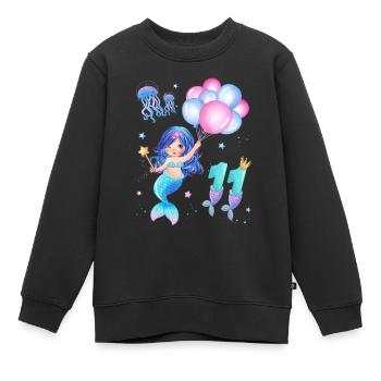 Chemise d’anniversaire Sirène - Fille 11 ans - Sweat Premium enfant bio - noir - Devant - AI Model Kid Female (0cm)