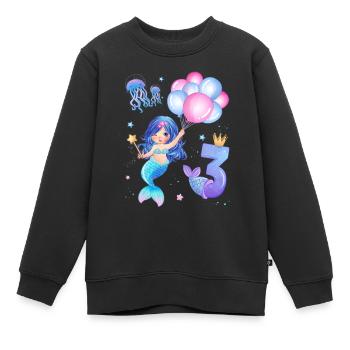 Mermaid Birthday Shirt - Girl 3 years - Kids Premium Organic Sweatshirt - black - Front - AI Model Kid Female (0cm)