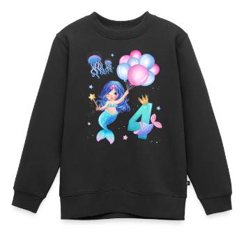 Chemise d’anniversaire de sirène - Fille 4 ans - Sweat Premium enfant bio - noir - Devant - AI Model Kid Female (0cm)