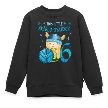 Schildmaid - Anniversaire 6 ans Nordic Vikings - Sweat Premium enfant bio - noir - Devant - AI Model Kid Female (0cm)