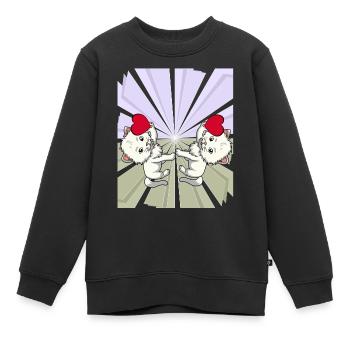 Herz Katzen Glückwunsch Gratulieren Geburtstag - Kinder Premium Organic Sweatshirt - Schwarz - Vorne - AI Model Kid Female (0cm)