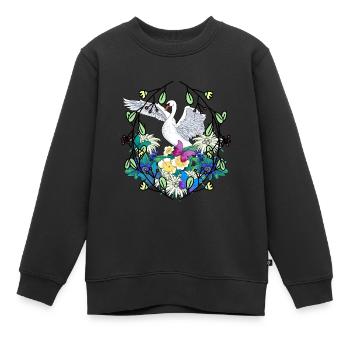 Début du printemps Cygne Faune Nature Oiseaux - Sweat Premium enfant bio - noir - Devant - AI Model Kid Female (0cm)
