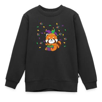 Fasching Roter Panda mit Trommel Faschings Kostüm - Kinder Premium Organic Sweatshirt - Schwarz - Vorne - AI Model Kid Female (0cm)