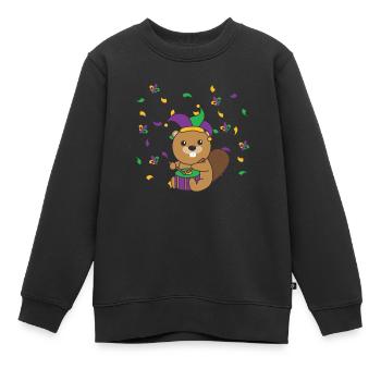 Fasching Biber mit Trommel Faschings Kostüm - Kinder Premium Organic Sweatshirt - Schwarz - Vorne - AI Model Kid Female (0cm)