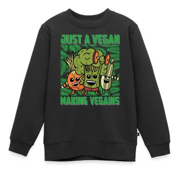 Juste un végétalien qui fait des Vegains - Sweat Premium enfant bio - noir - Devant - AI Model Kid Female (0cm)