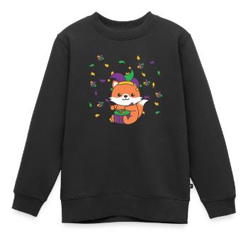 Fasching Fuchs mit Trommel Faschings Kostüm - Kinder Premium Organic Sweatshirt - Schwarz - Vorne - AI Model Kid Female (0cm)