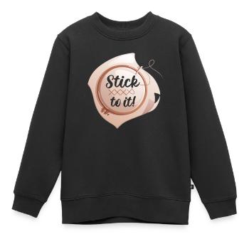 Lustiges Stick To It Kreuzstich Stickerin Sticken - Kinder Premium Organic Sweatshirt - Schwarz - Vorne - AI Model Kid Female (0cm)