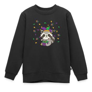 Fasching Waschbär mit Trommel Faschings Kostüm - Kinder Premium Organic Sweatshirt - Schwarz - Vorne - AI Model Kid Female (0cm)