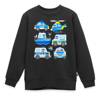 Polizei Auto Polizist Kinder Fahrzeuge Helikopter - Kinder Premium Organic Sweatshirt - Schwarz - Vorne - AI Model Kid Female (0cm)
