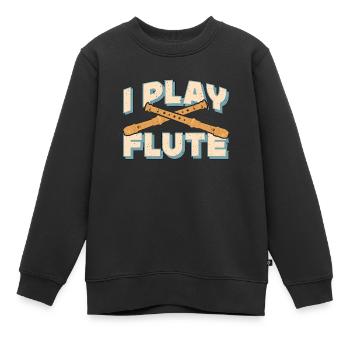 Flutes I Play Flute Woodwind Marching Band Flutist - Kinder Premium Organic Sweatshirt - Schwarz - Vorne - AI Model Kid Female (0cm)