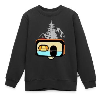 Caravane Camping Caravane Construction Caravane Vacances - Sweat Premium enfant bio - noir - Devant - AI Model Kid Female (0cm)