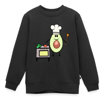 Avocado Gemüse Hobbykoch Vegetarisch Kochkunst - Kinder Premium Organic Sweatshirt - Schwarz - Vorne - AI Model Kid Female (0cm)