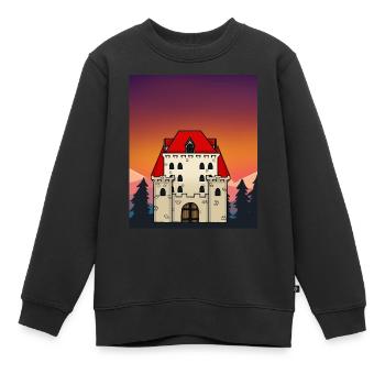 Schloss Burg Mittelalter Märchen Märchenfigur - Kinder Premium Organic Sweatshirt - Schwarz - Vorne - AI Model Kid Female (0cm)