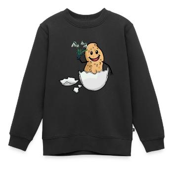 Pâques Cacahuète Printemps Oeuf de Pâques Flore Coquille d’œuf - Sweat Premium enfant bio - noir - Devant - AI Model Kid Female (0cm)