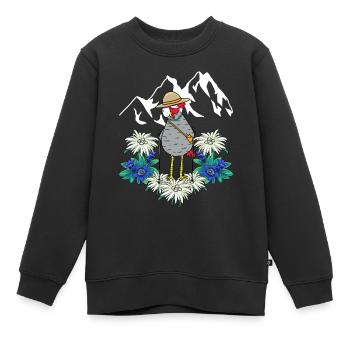 Oma Huhn Urlaub Langlauf Trecking Gebirge wandern - Kinder Premium Organic Sweatshirt - Schwarz - Vorne - AI Model Kid Female (0cm)