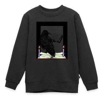 Rabe Buch Bücher Gelehrter lernen studieren Uni - Kinder Premium Organic Sweatshirt - Schwarz - Vorne - AI Model Kid Female (0cm)