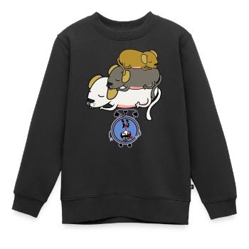 Wecker Hunde Faulpelz schlafen lustlos Müdigkeit - Kinder Premium Organic Sweatshirt - Schwarz - Vorne - AI Model Kid Female (0cm)