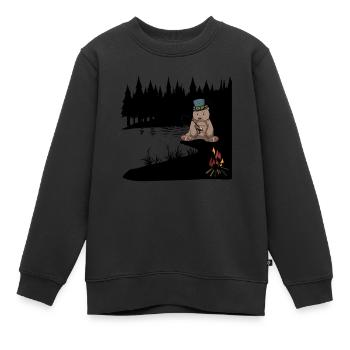 Nature sauvage Ours brun Ange Pêcheur Lac Amoureux de la nature - Sweat Premium enfant bio - noir - Devant - AI Model Kid Female (0cm)