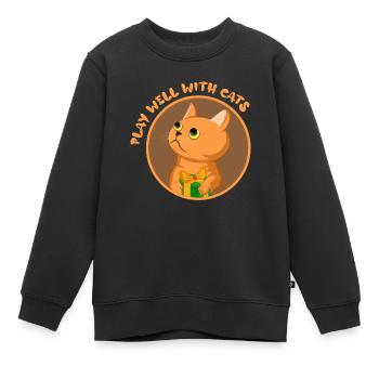 Gut mit anderen spielen Katzentier Katzenflüsterer - Kinder Premium Organic Sweatshirt - Schwarz - Vorne - AI Model Kid Female (0cm)
