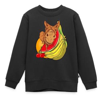 Esel Huftiere Mulie Maultier Sommer Früchte Obst - Kinder Premium Organic Sweatshirt - Schwarz - Vorne - AI Model Kid Female (0cm)