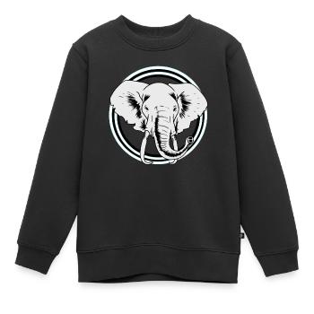 Eléphant Afrique Eléphants Faune Zoo Pachydermes - Sweat Premium enfant bio - noir - Devant - AI Model Kid Female (0cm)
