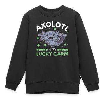Axolotl is my lucky carm Kleeblatt St Patricks Day - Kinder Premium Organic Sweatshirt - Schwarz - Vorne - AI Model Kid Female (0cm)
