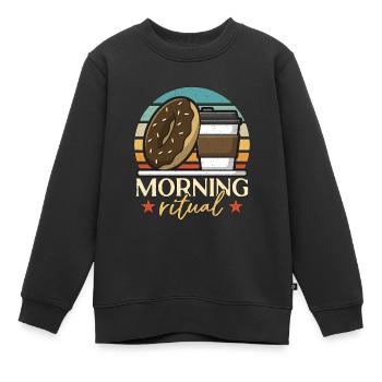 Coffee & Doughnuts Morning Ritual Coffee Doughnut - Kids Premium Organic Sweatshirt - black - Front - AI Model Kid Female (0cm)