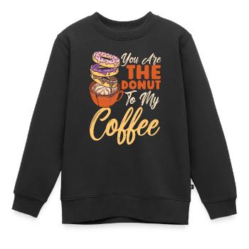 Café et beignets que vous êtes le beignet au petit-déjeuner - Sweat Premium enfant bio - noir - Devant - AI Model Kid Female (0cm)