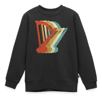 Retro Harfe Instrument - Kinder Premium Organic Sweatshirt - Schwarz - Vorne - AI Model Kid Female (0cm)