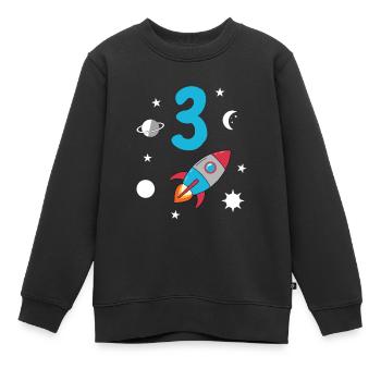 Fusée d’anniversaire et espace - Sweat Premium enfant bio - noir - Devant - AI Model Kid Female (0cm)