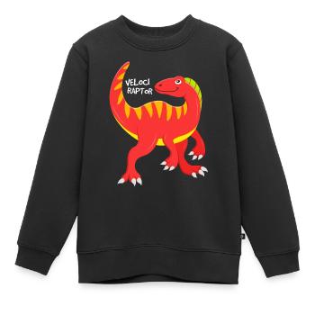 Dinosaure Velociraptor Rouge - Sweat Premium enfant bio - noir - Devant - AI Model Kid Female (0cm)