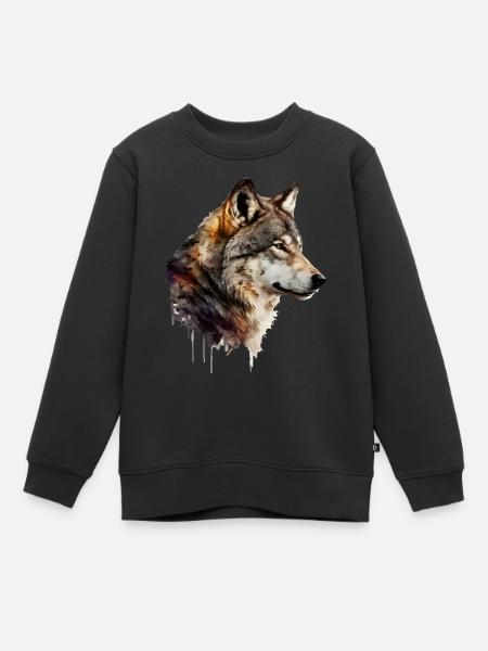 Der Wolf - Kinder Premium Organic Sweatshirt - Schwarz