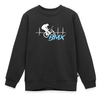 BMX Racing BMX Heartbeat Loves Bicyclette Cyclist - Kinder Premium Organic Sweatshirt - Schwarz - Vorne - AI Model Kid Female (0cm)